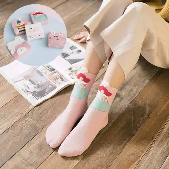 KingDeng Roztomilé Ponožky Zábavné krásne Moomin kórejský Štýl Módny Dizajn Harajuku Ponožka Ružová Lolita Strany Žien streetwear Členok
