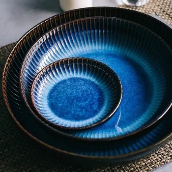 KINGLANG Nordic keramické západnej hlboký tanier okrúhly tanier tanier kreatívne pečenie ryža doska šalátový tanier veľké domáce