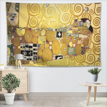 Kiss Gustav Klimt Gobelín Stene Visí Dekor Domáce Dekorácie Textílie Tapisérie Camping Stan Cestovné Spacie Podložky