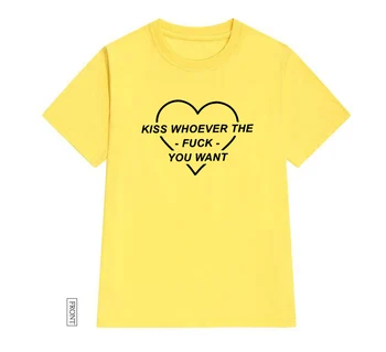 Kiss Kto Chcete, Ženy tričko Bežné Bavlna Lumbálna Funny t-shirt Darček Pre Pani Yong Dievča Top Tee Kvapka Loď ZY-254