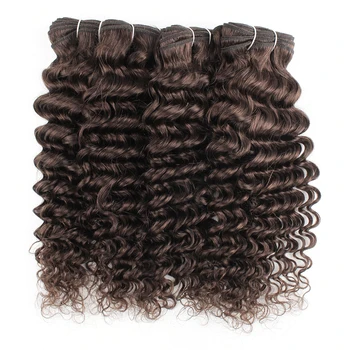 Kisshair farba #2 hlboké vlny vlasy zväzky 3/4 ks najtemnejšie hnedé Peruánskej ľudské vlasy rozšírenie 10 až 24 palcov non remy vlasy útku