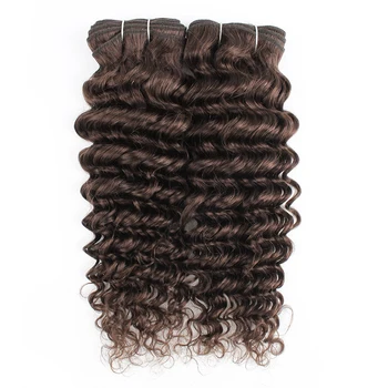 Kisshair farba #2 hlboké vlny vlasy zväzky 3/4 ks najtemnejšie hnedé Peruánskej ľudské vlasy rozšírenie 10 až 24 palcov non remy vlasy útku