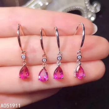 KJJEAXCMY jemné šperky prírodné ružové topaz 925 sterling silver ženy náušnice podporu test populárne