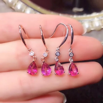 KJJEAXCMY jemné šperky prírodné ružové topaz 925 sterling silver ženy náušnice podporu test populárne