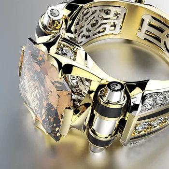Klasická Móda Zlata s Šampanské Crystal Kameň Mužov Krúžok Steampunk Engement Lovly Snubné Prstene pre Ženy Módne Šperky