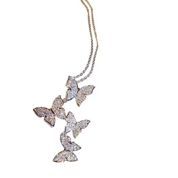 Klasická Móda, Šperky Hot Predaj 925 Sterling Silver Sladké Rez Pripraviť Biela 5A Kubický Zirkón Ženy Prívesok Motýľ Náhrdelník