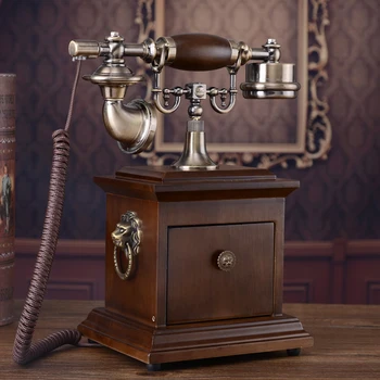 Klasická Značka staromódnou rotačné masívneho dreva telefón vintage dial pevné telefónne