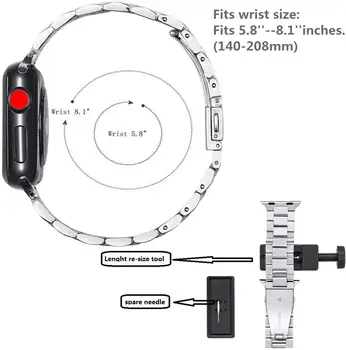 Klasické Kovové Nerezové Oceľové Pásmo pre Apple Hodinky 5 44 mm 40 mm 42mm 38mm Odkaz Náramok na Zápästie pre IWatch Série 1 2 3 4 Watchband