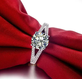 Klasické modely 2 CT SONA Syntetický kameň zásnubné prstene, rýdzeho striebra promise ring,snubné prstene pre ženy