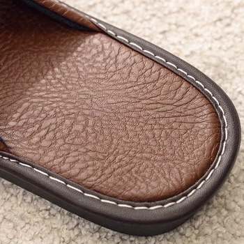 Klasické topánky unisex kožené papuče mužov gumová protišmyková dom papuče muž žena vnútorné topánky kožené listov