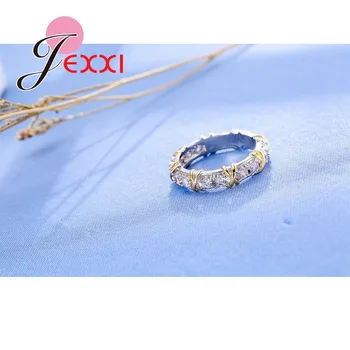 Klasické X Tvare Šperkov Prsteň 925 Sterling Silver Pečiatkou 3A+ Zirkón Drahokamu Crystal Prsteň, Šperky Pre Ženy Najlepšie Milovníkov Dary