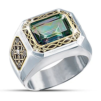 Klasický Zelený Zirkón Prstene pre Ženy Zapojenie Svadobné Šperky Duté Zlatá Farba Twist Vysoká Kvalita Mužov Krúžky
