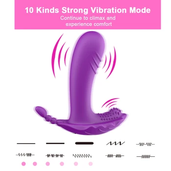 Klitorálny Stimulátor Neviditeľné Pokojnej Pánty Dildo Análny Vibrátor Plug 10 Režimy s Diaľkovým ovládačom Upozorňuje Sexuálne Hračky pre Ženy