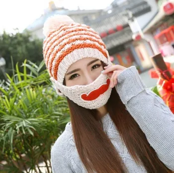 Klobúk Žena kórejský Chaozhou Fúzy Vlnené čiapky Pletené Jeseň a Zimu Kúrenie Masky, čiapky a Kožušiny Vlnené čiapky Chránič Ucha