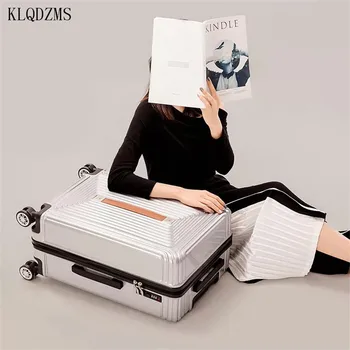 KLQDZMS 20/24 inch Luxusné Cestovný Kufor ABS＋PC Koľajových Batožiny Spinner Muži Ženy Vozíka Kufor S kolieskami