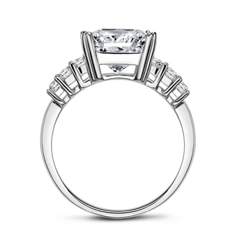 Knobspin 925 Sterling Silver 4 Karát Emerald Rez Zásnubné Prstene Pre Ženy Vysokým Počtom Atómov Uhlíka Diamant Strany Jemné Šperky Darček