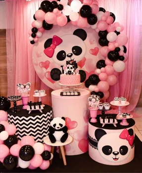 Kolo kruhu pozadí baby sprcha tabuľka party dekor roztomilá panda birthday banner elastické 3 valec soklové kryt YY-285