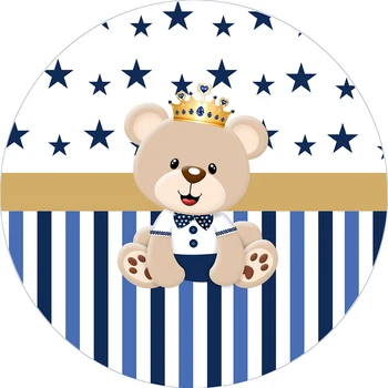 Kolo kruhu pozadí royal blue baby bear Pozadie princ chlapec baby sprcha narodeninovej Party tabuľka Zahŕňa dekorácie YY-494