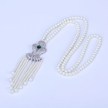 Kolo pearl reťazca korálkové zatienené strapec cz spp deep blue dark green crystal kvetinové kúzlo náhrdelník prívesok pre ženy