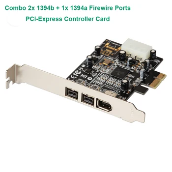 Kombinovaný 2x1394B+1x1394A Firewire Porty PCI-Express Controler Karty/TI XIO2213B Chipset s Nízkym Profilom na Stenu pre Prenos Dát