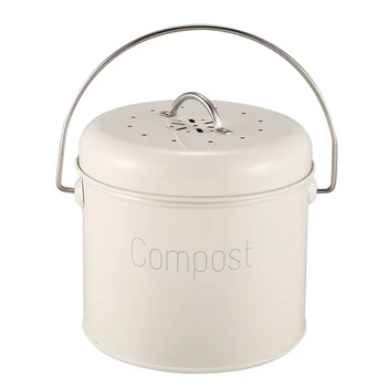 Kompost Bin 3L - z Nerezovej Ocele, Kuchynské Kompost Bin - Kuchyňa Composter pre potravinový Odpad - Uhoľný Filter