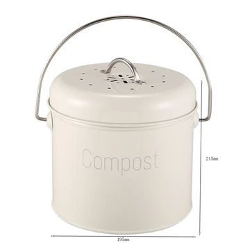 Kompost Bin 3L - z Nerezovej Ocele, Kuchynské Kompost Bin - Kuchyňa Composter pre potravinový Odpad - Uhoľný Filter