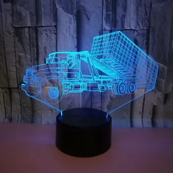 Kontajner Auto 3d Stere stolná Lampa Spálňa Led Tvorivé 3d Stolové Lampy Pre Obývacej Izby, detskej izby, dekorácie 3D nočné svetlo
