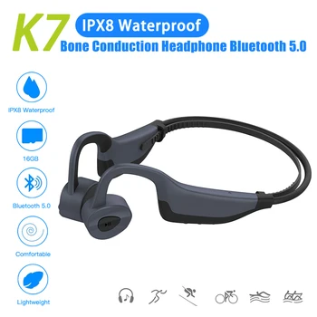 Kostné Vedenie Bluetooth 5.0 So 16 gb MP3 Prehrávač IPX8 Vodotesné Plávanie Vonkajšie Fitness Sport Slúchadlá na MP3 Prehrávač Hudby