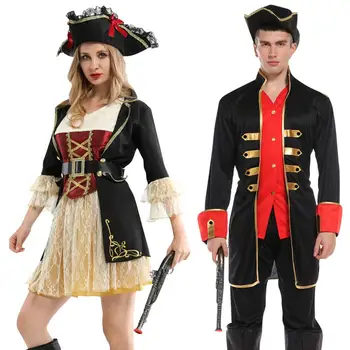 Kostýmy pre Ženy Cosplay Piráti z Karibiku zdobiť pirát kapitán pirátske Purim kostým dievča kostým biely