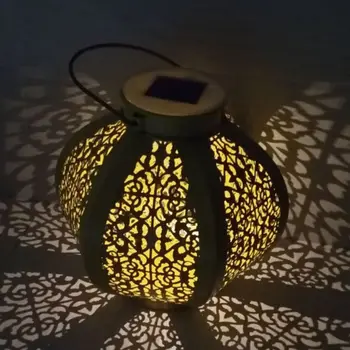Kovaného Železa Solárne Svietidlá Prenosné Melón Tekvica Tvar Dutých Záhrada Európskej Stolná Lampa