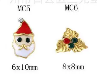 Kovové 3d nail art vianočné ozdoby charms nechty, glitter kamienky na nechty, dodávky šperky