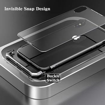 Kovové bumper pre iPhone Xs Max Xr Xs Xs Max 10 plus Modul kovový rám s číre tvrdené sklo ochrana pevného