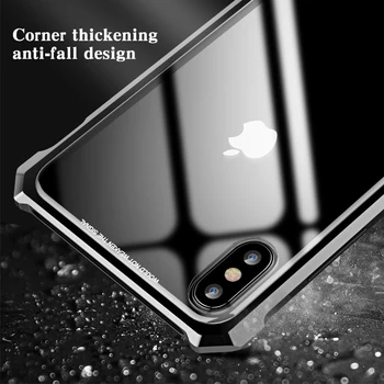 Kovové bumper pre iPhone Xs Max Xr Xs Xs Max 10 plus Modul kovový rám s číre tvrdené sklo ochrana pevného