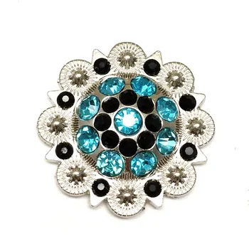 Kovové Conchos kvet s blue black drahokamu dekorácie pre Pásu príslušenstvo Drahokamu farba môže byť prispôsobený