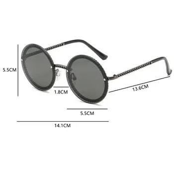 Kovové Klasické Vintage Okrúhle slnečné Okuliare, Luxusné Značky Dizajnér Slnečné Okuliare S Reťazca Jedinečnú eleganciu Dámske Odtiene lunette