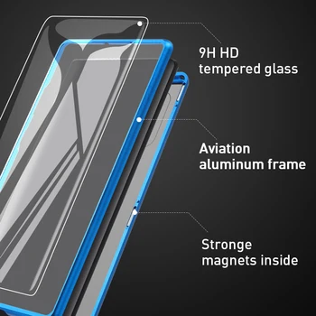 Kovové Magnetické puzdro Pre Samsung Galaxy note9 8 Veľkých Obrnených A50 10 S8 S9 S10 Plus S10E Sklenený Kryt Mobilný Telefón, Príslušenstvo