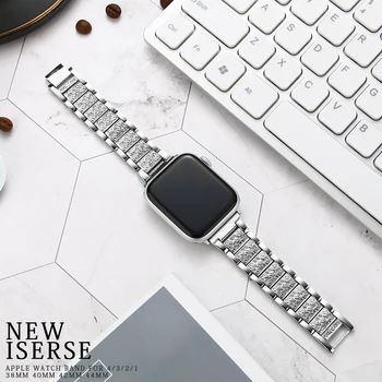 Kovové Nerezové Diamond Pásmo pre Apple Hodinky 6 5 4 3 2 1 Watchband Náramok na Zápästie pre iWatch Series príslušenstvo