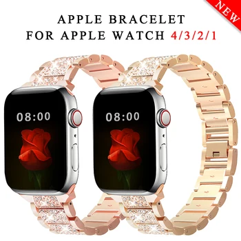 Kovové Nerezové Diamond Pásmo pre Apple Hodinky 6 5 4 3 2 1 Watchband Náramok na Zápästie pre iWatch Series príslušenstvo