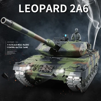 Kovové Nádrže 2.4 G nemecký Leopard 2A6 skutočnú Simuláciu Zvuku infračervené RC Tank emisií Bullet Kovové Sledovať Kovového Disku Kolesa Nádrž Hračka