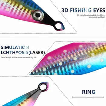 Kovové Rybárske Lure 4pcs/set Viesť Prípravok 20 g 40 g 60 g 3D Oči Lyžice Ťažké, Umelé Návnady Laserové 4 Farby Wobbler Rybárske Príslušenstvo