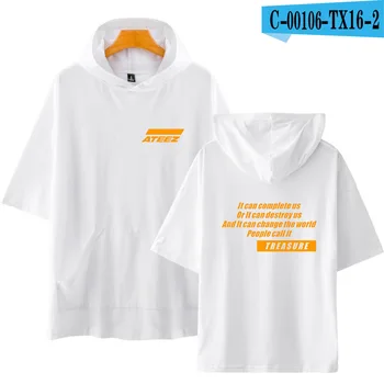 KPOP ATEEZ Kapucí T-Shirts Mužov a Žien Hongjoong Seonghwa Yunho Yeosang San Mingi Wooyoung Jongho Krátke Vtipné Tričko