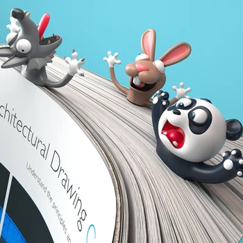 Kreatívne 3D Stereo Záložku Roztomilý Kreslený Zvierat Značku Kawaii Mačka Panda Záložku Stránky, Deti Darčeky Školy Grafické efekty Dodávky
