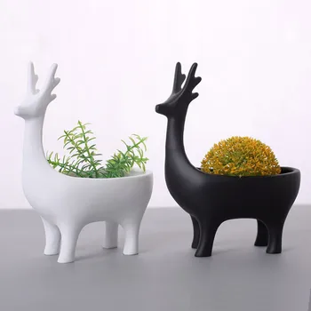 Kreatívne abstraktné jeleň Domácej Záhrade, Sadenie Kvetináče Roztomilý jeleň ploche kvetináče úložný box