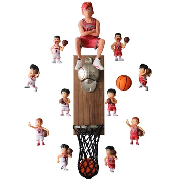 Kreatívne Cartoon Basketbal Stenu Punch-free Soft Magnetické Chladnička Magnet Otvárač Nastaviť Slam Dunk Basketbal Pivo OpenerLD632