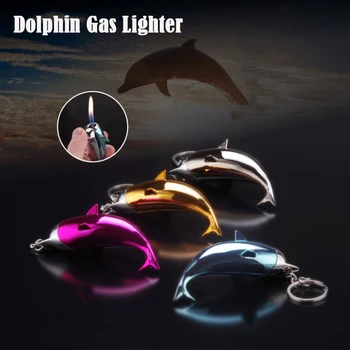 Kreatívne Dolphin Pochodeň Ľahšie Naplniteľné Plyn Bután Keychain Ľahšie Gadgets Pre Mužov camping Kuchyňa Nástroj Prežitia Najlepší Darček