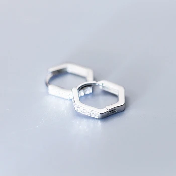 Kreatívne Geometrické Jednoduchý Mnohouholník Ucho Tlačidlo Hexagon Náušnice Hoop pre Ženy, Malé Ušné Štuple 925 Sterling Silver Šperky Darček