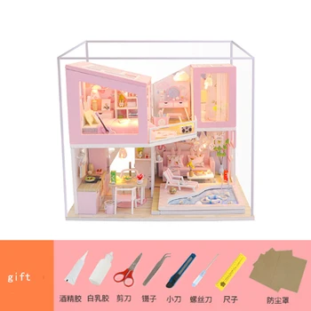 Kreatívne HOBBY chata Deti, Dospelých Miniatúrne Doll house Drevených Stavebníc vlastné hračky Prvá Láska budovy darček k narodeninám