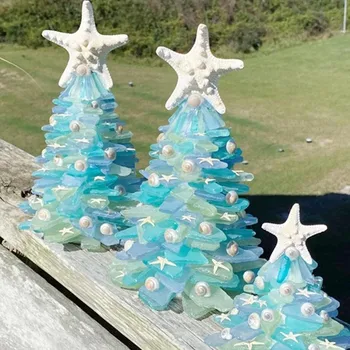 Kreatívne Jedinečný Modrá Vianočný Stromček Ocean Beach Živice Dekorácie, Výzdoba Domov Vianočný Strom Strom Pre Domáce Vianočné P0M3