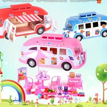 Kreatívne Karavan Kawaii Camping Auto Hračky Mini Domček Pre Bábiky Funiture Príslušenstvo Vozidla Hračky, Vianočné Darčeky Pre Deti