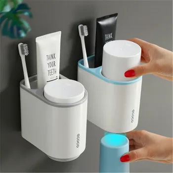 Kreatívne magnetické kefka stojan na stene visí s 2 šálky domáce zubná pasta britva rack skladovanie kúpeľňové doplnky nastaviť